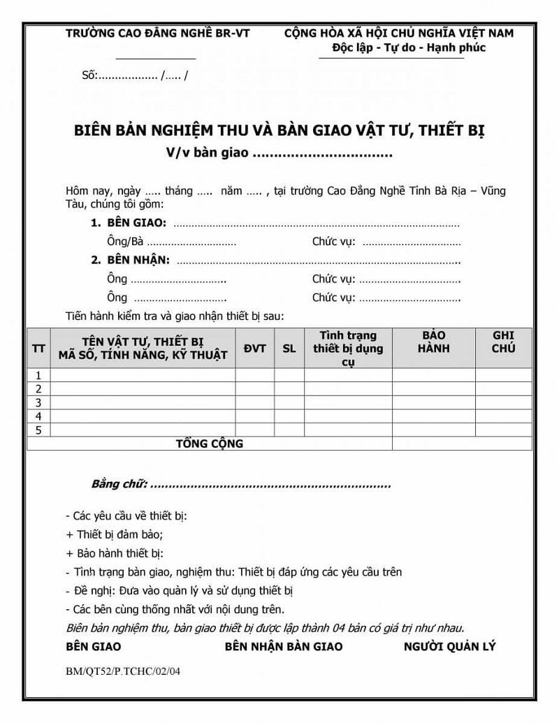 Những quy định có liên quan tới mẫu biên bản bàn giao thiết bị mà người dùng cần biết